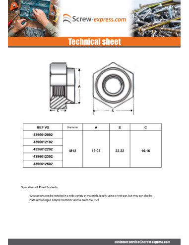 1 x Rivet Bushes Hexagonal Zinc Plated M5...