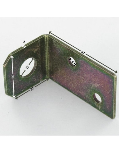 1 x Bracket 52X32X30 3 Hole Yellow Zinc