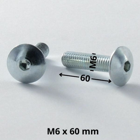 1 x Screw Mushroom M6X60 Hexagon Socket 4 Zinc Plated