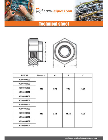 1 x Rivet Bushes Hexagonal Zinc Plated M6...