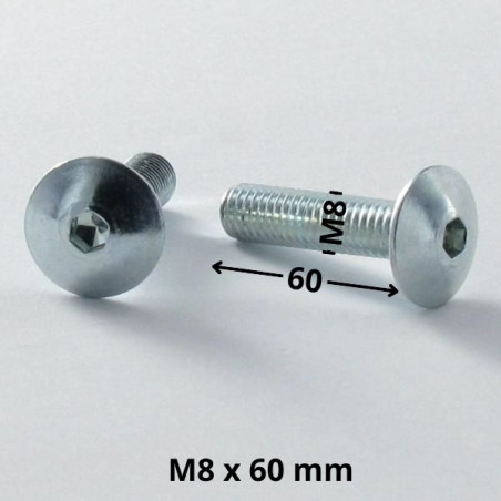 1 x Screw Mushroom M8X60 Hexagon Socket 5 Zinc Plated
