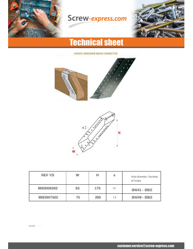 1 x Timber beam connector Sendzimir 63X175