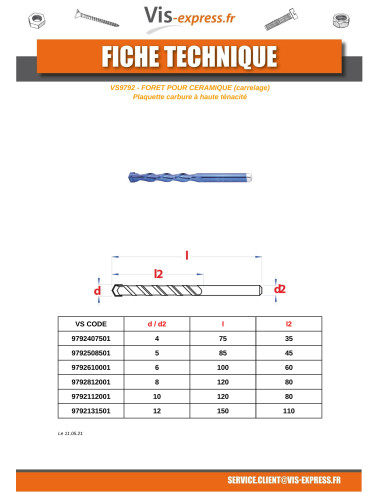 1 x Ceramic drill bit 10X120