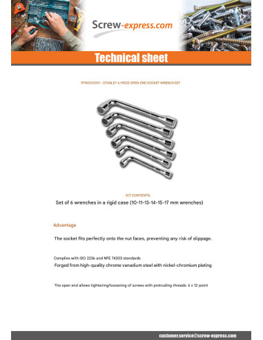 1 x Set of 6 KEYS to unclogged pipe STANLEY