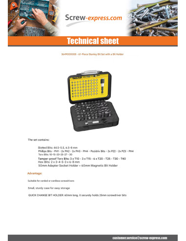 1 x Set of 61 Bit STANLEY + 1 Gate Bit