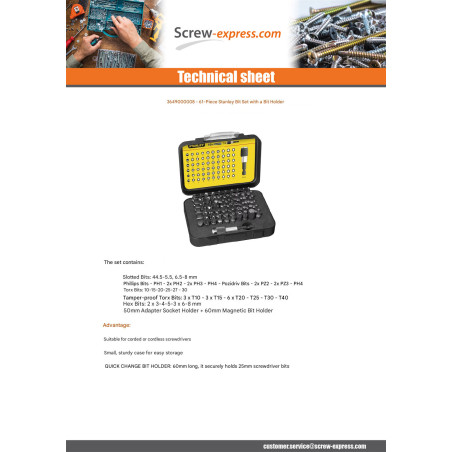 1 x Set of 61 Bit STANLEY + 1 Gate Bit