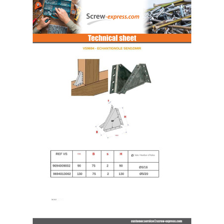 1 x Flangeless joist hanger Sendzimir 130X130X7