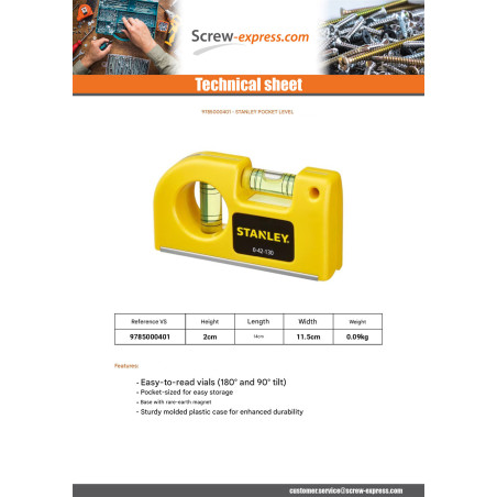 1 x Pocket level STANLEY