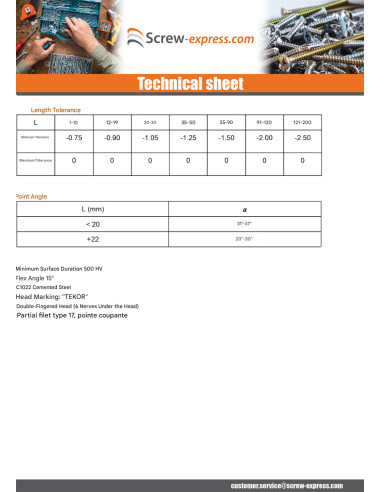 1 x Chipboard Screw Tekor Countersunk Head With...