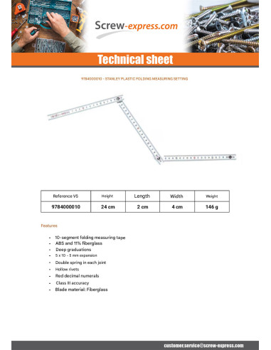 1 x Folding measure Plastic STANLEY 2 Meters