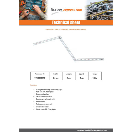 1 x Folding measure Plastic STANLEY 2 Meters