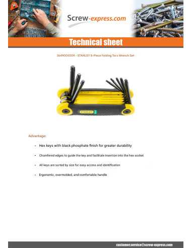 1 x Set of 8 KEYS TX FOLDING STANLEY