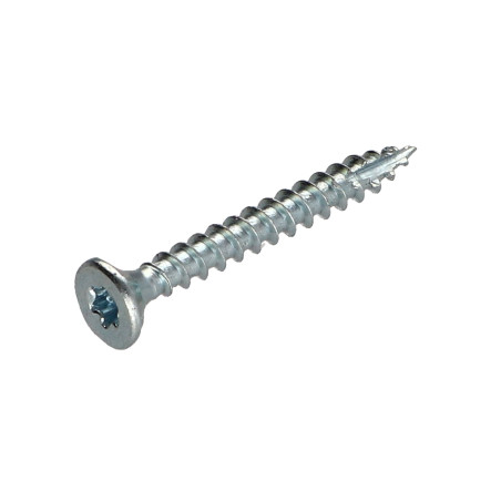 1 x Chipboard Screw Tekor Countersunk Head With Serration 4.5X50 T25 Zinc Plated cut Type 17 Drilling Point