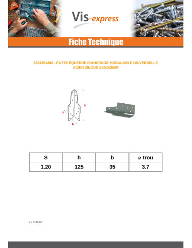 1 x Lug Anchor 35X125 Sendzimir