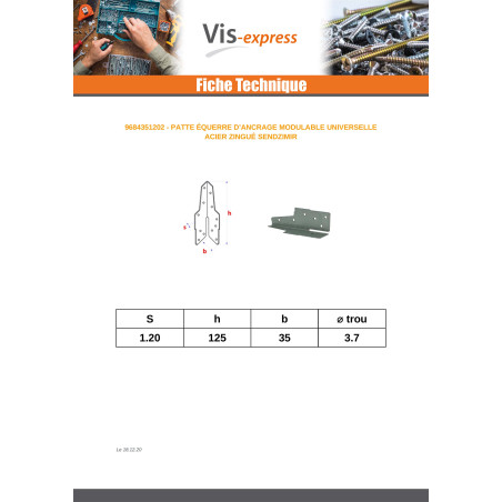 1 x Lug Anchor 35X125 Sendzimir