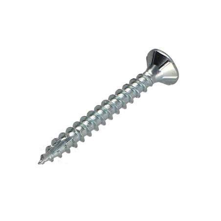 1 x Chipboard Screw Tekor Countersunk Head With Serration 5X40 T25 Zinc Plated cut Type 17 Drilling Point
