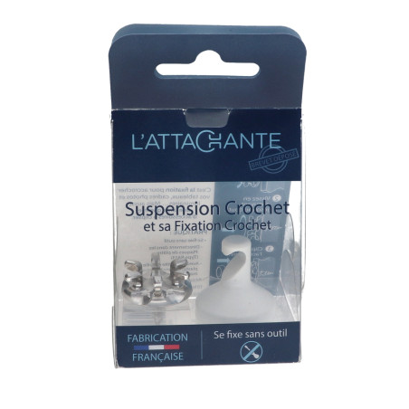 1 x Hook decorative Aluminium White with fixing for plasterboard L'ATTACHANTE