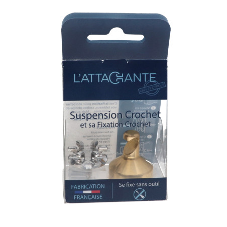 1 x Hook decorative Brass with fixing for plasterboard L'ATTACHANTE