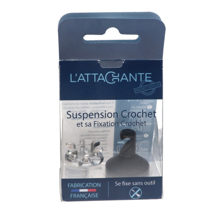 1 x Hook decorative Aluminium Black with fixing for plasterboard L'ATTACHANTE