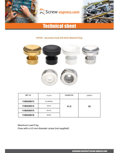 1 x Coat hook decorative Brass with fixing...