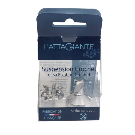 1 x Hook decorative Aluminium with fixing for plasterboard L'ATTACHANTE