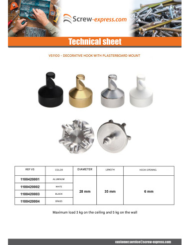 1 x Hook decorative Brass with fixing for...