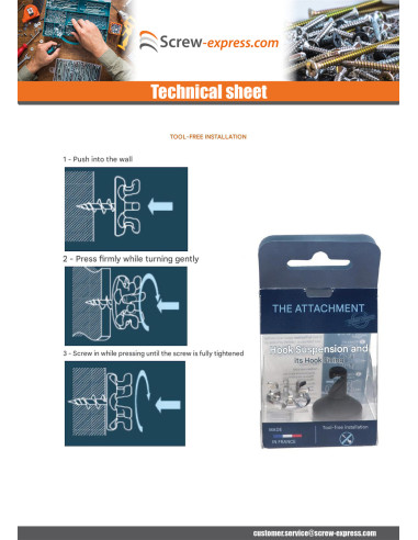 1 x Hook decorative Aluminium with fixing for...