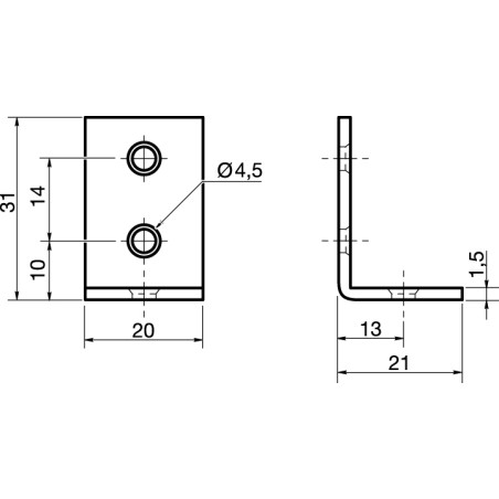 1 x Mounting bracket 31X20X21 Zinc Plated