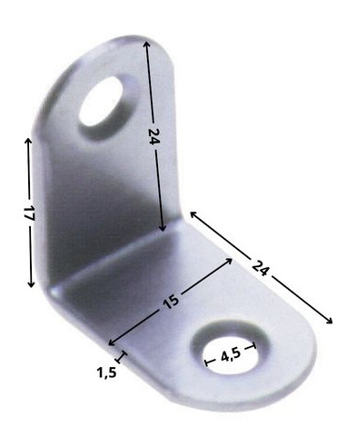 1 x Bracket 24X24X15 2 Hole Diameter 4.5 Zinc...