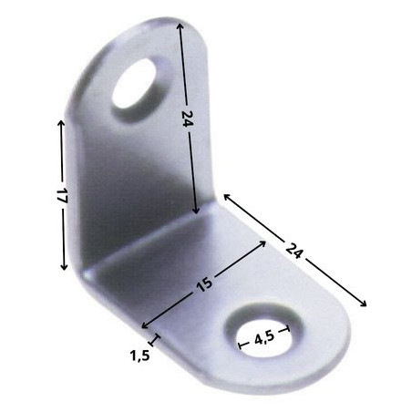 1 x Bracket 24X24X15 2 Hole Diameter 4.5 Zinc Plated