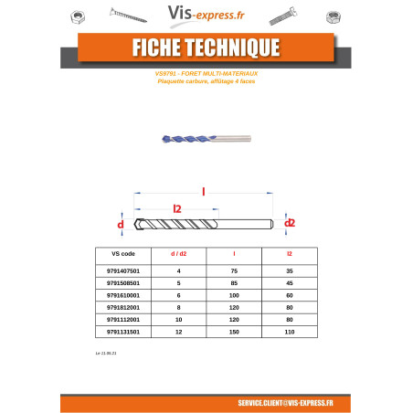 1 x Multi-material drill bit 10X120