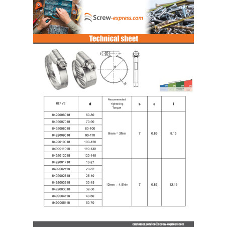 1 x Hose clamp non-perforated band of 12MM Diameter 30 to 45 Plain W1Zinc Plated