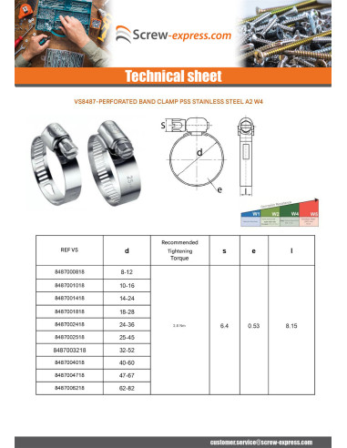 1 x Hose clamp perforated band 13 Diameter 167...