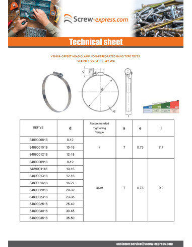 1 x Hose clamp offset head non-perforated band...
