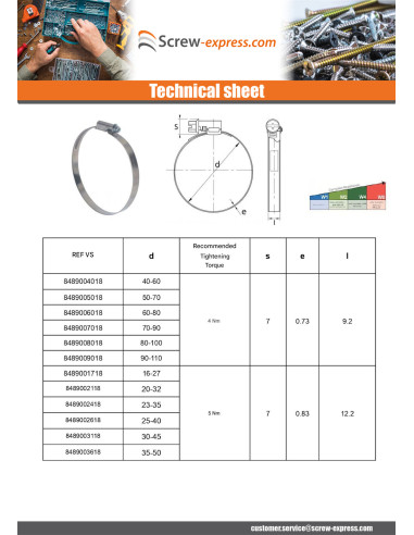 1 x Hose clamp offset head non-perforated band...