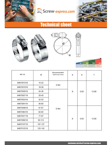 1 x Hose clamp perforated band 8 Diameter 18 to...
