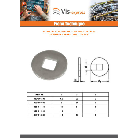1 x Washer Especially For Wood Constructions Type V 18X56X5 Steel