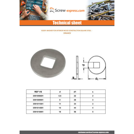 1 x Washer Especially For Wood Constructions Type V 18X56X5 Steel