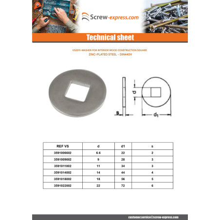 1 x Washer Especially For Wood Constructions Type V 18X56X5 Zinc Plated