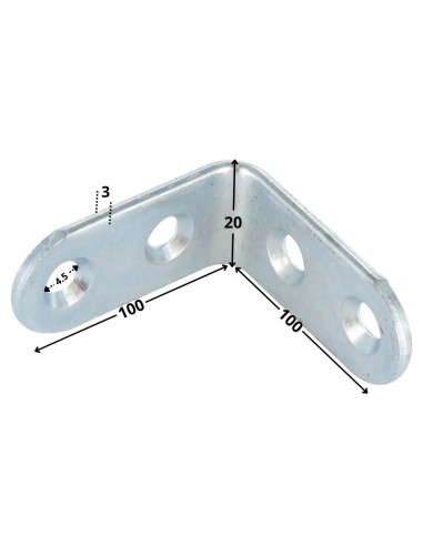 1 x Bracket 100X100X20 4 Hole Diameter 4.5 Zinc...