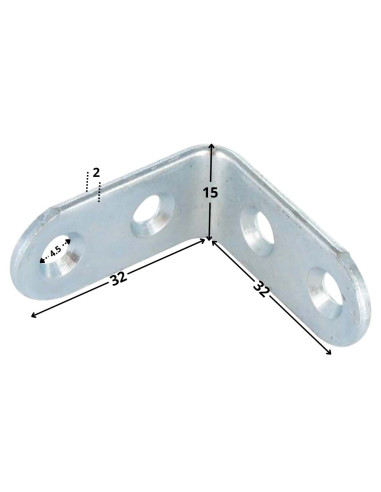 1 x Bracket 32X32X15 4 Hole Diameter 4.5 Zinc...