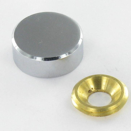 1 x Cylindrical rosette or screw cover (1 rosette and 1 screw cup) Chrome Plated Brass Diameter 15 Linch Pin Screw M5