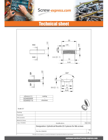 1 x Cylindrical rosette or screw cover (1...