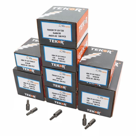 1 x TEKOR PACK PRO 1800 Screw Countersunk Head With Serration Torx Stainless Steel A2