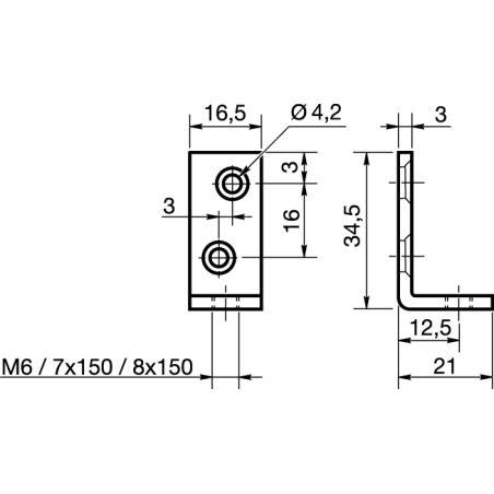1 x Mounting bracket Hole Self Tapping M6 Zinc Plated