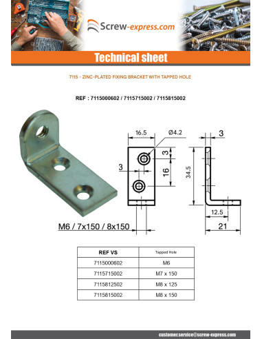1 x Mounting bracket Hole Self Tapping M6 Zinc...