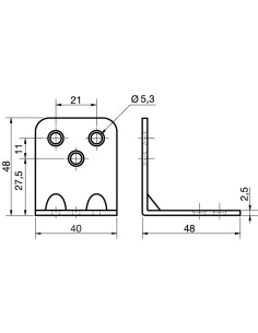 Mounting bracket reinforced pressed 480X480X25 Zinc Plated 2
