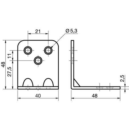 1 x Mounting bracket reinforced pressed 480X480X25 Zinc Plated