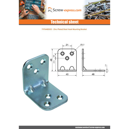 1 x Mounting bracket reinforced pressed 480X480X25 Zinc Plated