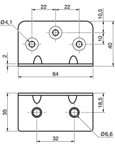 Mounting bracket reinforced pressed 640X400X20 Zinc Plated 2